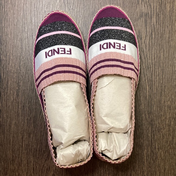 Fendi Printed Glitter Accents Espadrilles US Size 6.5 Foreign Size IT Size 37 - Picture 1 of 17
